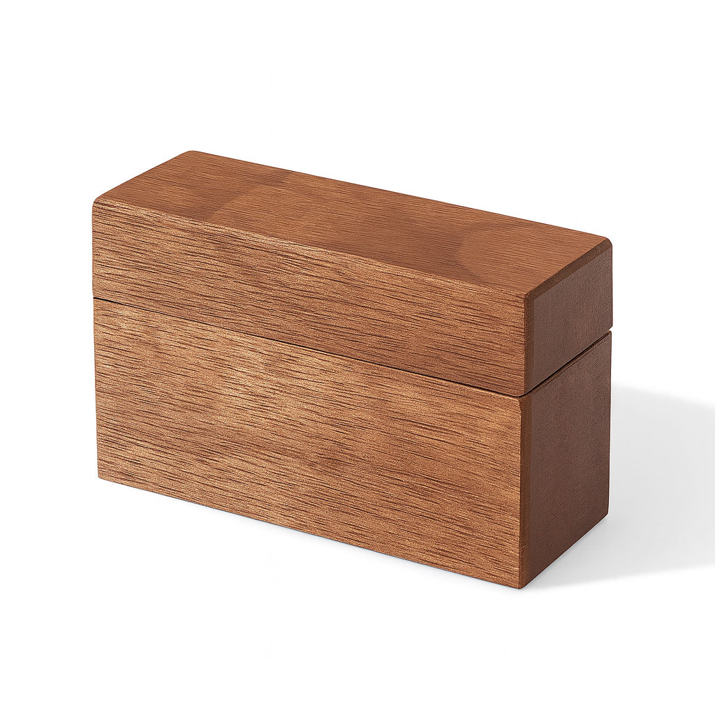 Closed slim walnut wood ring box with magnetic lid