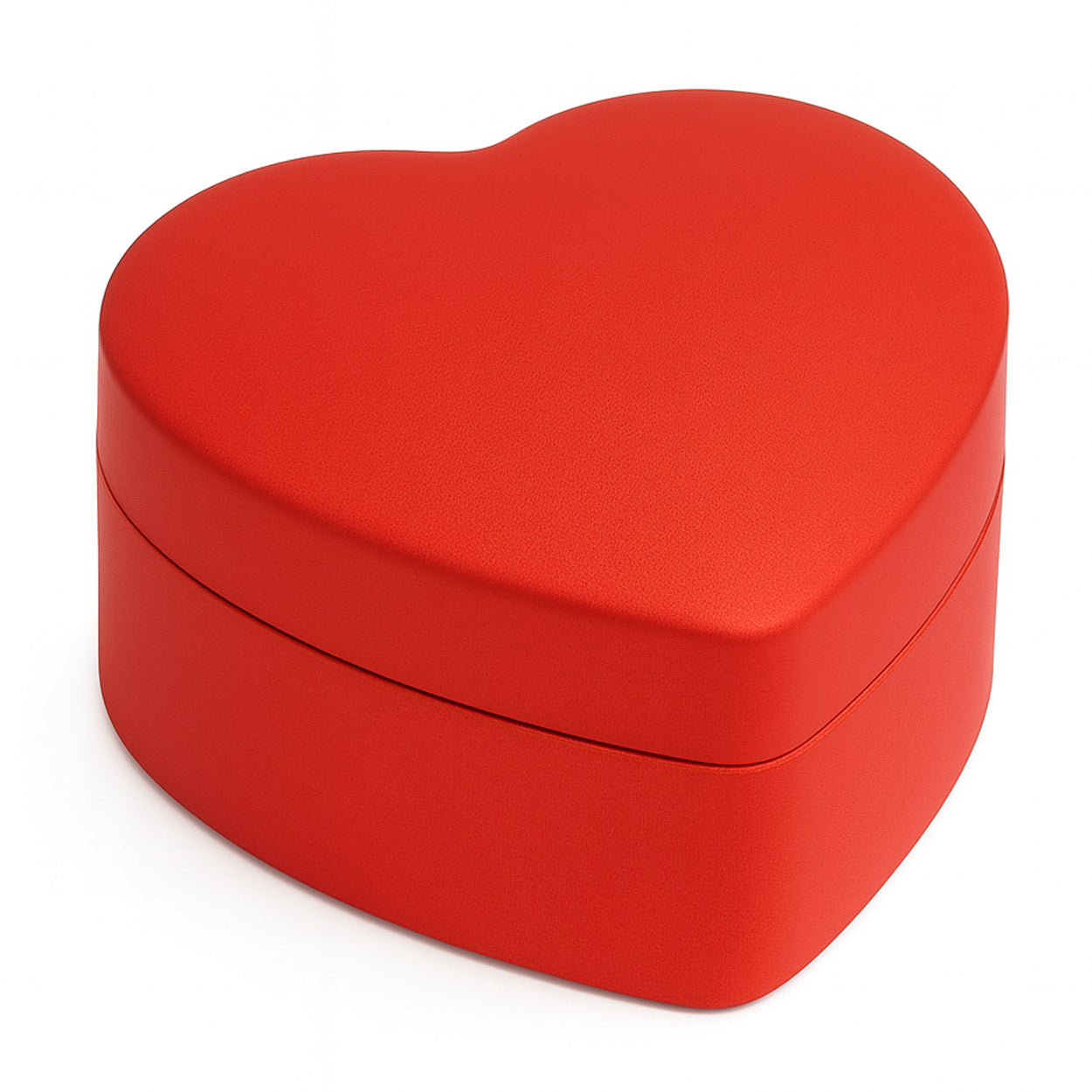 Closed red heart shaped ring box