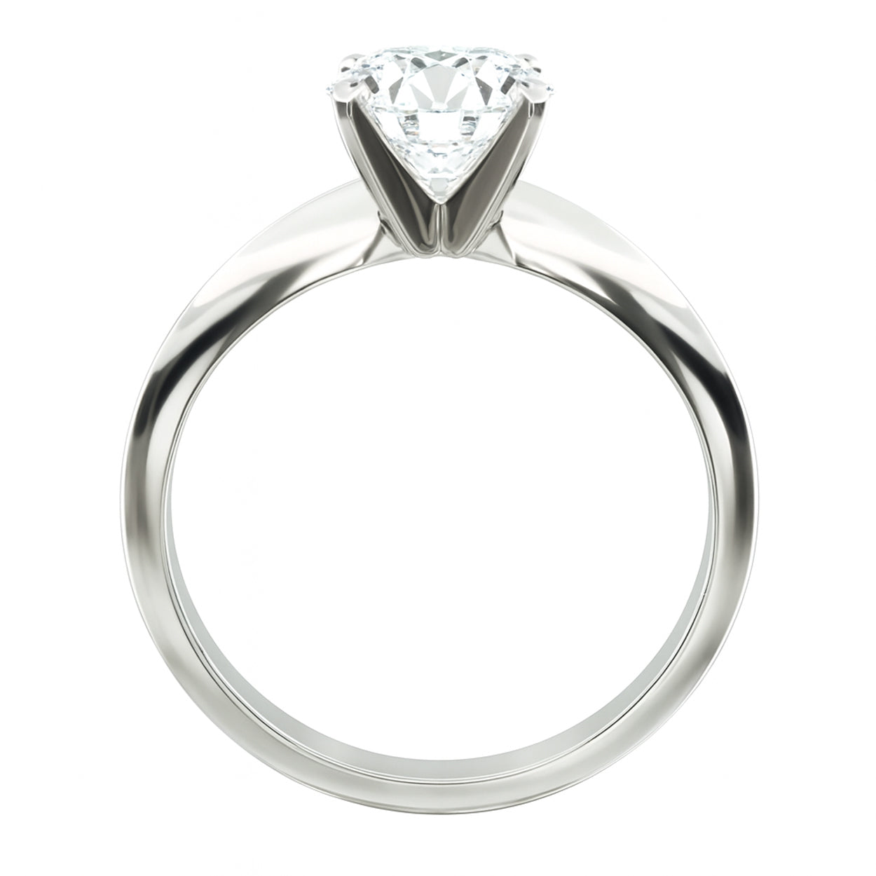 White gold solitaire diamond engagement ring profile view